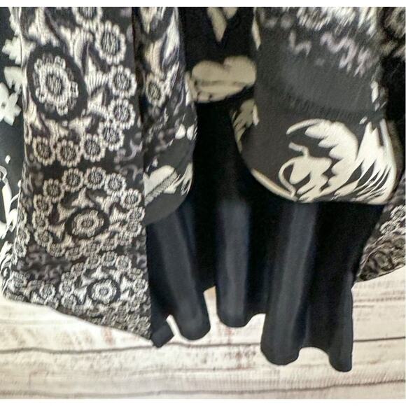 Phoebe Couture Womens Floral Empire Waist Border Trim Silk Dress Black Size 4 - Picture 9 of 14